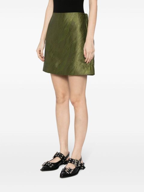 GANNI jacquard satin miniskirt - Green
