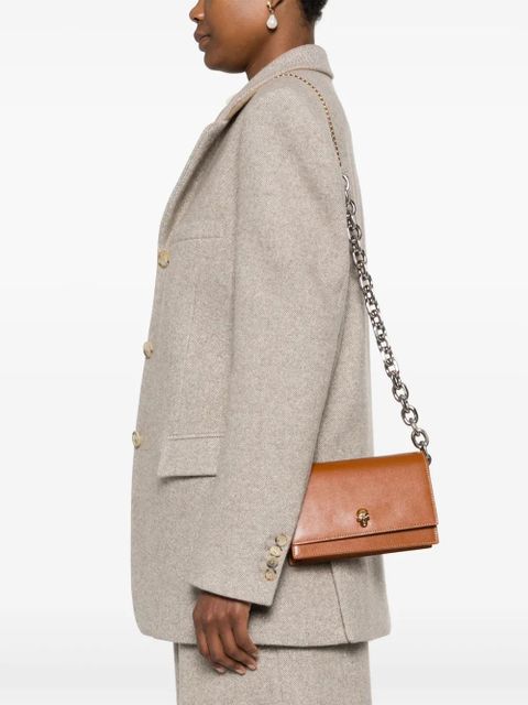 Alexander McQueen skull-appliqué leather crossbody bag - Brown - zdjęcie produktu nr 2