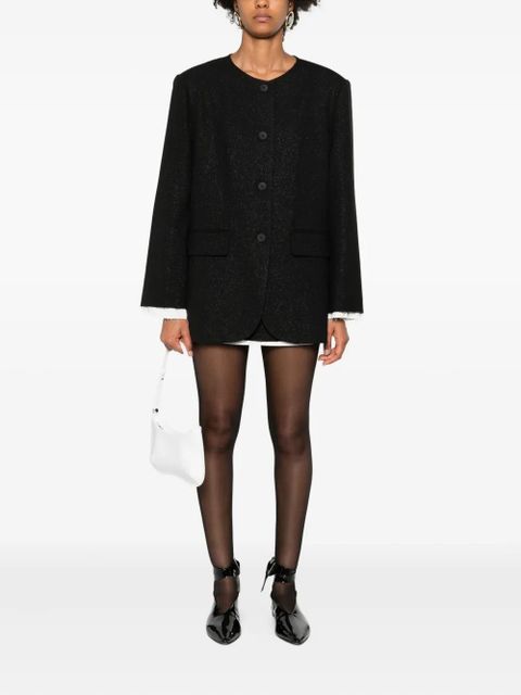 Eleh frayed-hem button blazer - Black - zdjęcie produktu nr 2