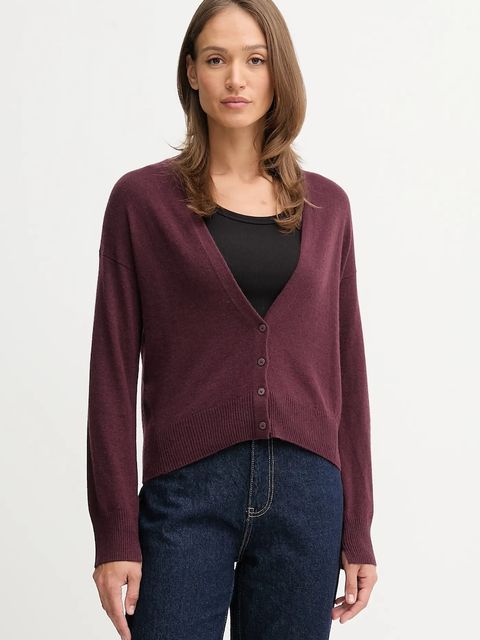 United Colors of Benetton kardigan z dodatkiem wełny damski kolor bordowy lekki 102HD6052 - zdjęcie produktu nr 1