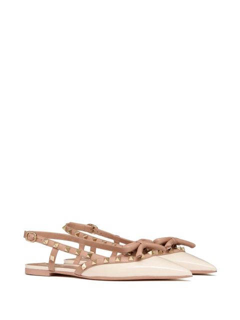 Valentino Garavani Rockstud Bow slingback ballerina shoes - Silver