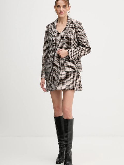 Tommy Hilfiger marynarka wełniana kolor brązowy jednorzędowa wzorzysta WW0WW48266