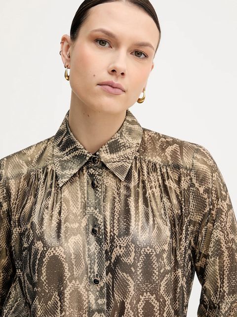 Marc Aurel koszula damska kolor zielony relaxed z kołnierzykiem klasycznym 6368-1000-93490