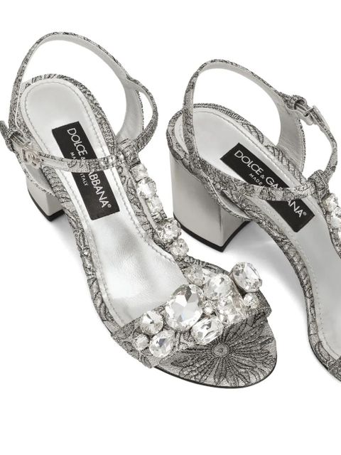 Dolce & Gabbana 60mm embroidery brocade sandals - Silver