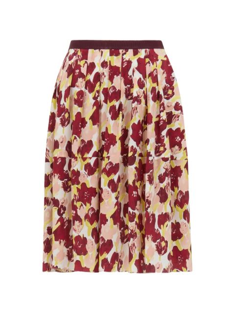 Marni pleated floral silk skirt - Red - zdjęcie produktu nr 1