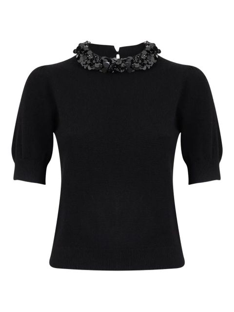 Ulla Johnson Liv embroidered knit top - Black - zdjęcie produktu nr 1