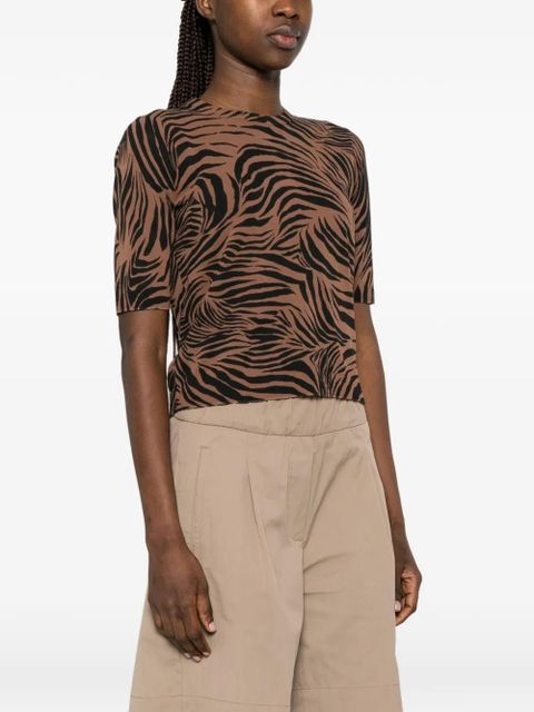 Max Mara Tago zebra-print knitted top - Brown