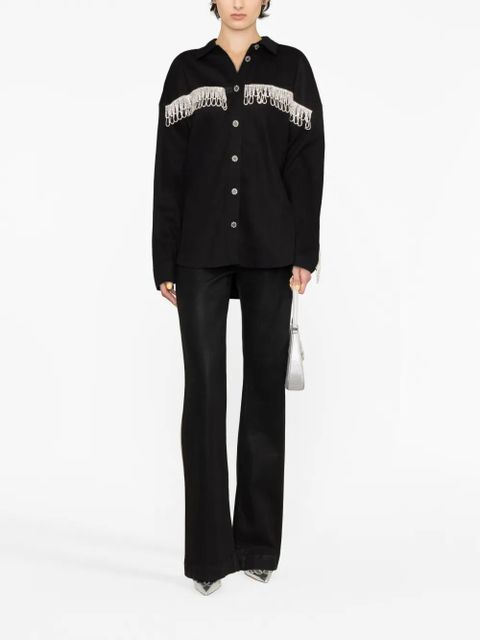 ROTATE BIRGER CHRISTENSEN crystal-embellished long-sleeve shirt - Black