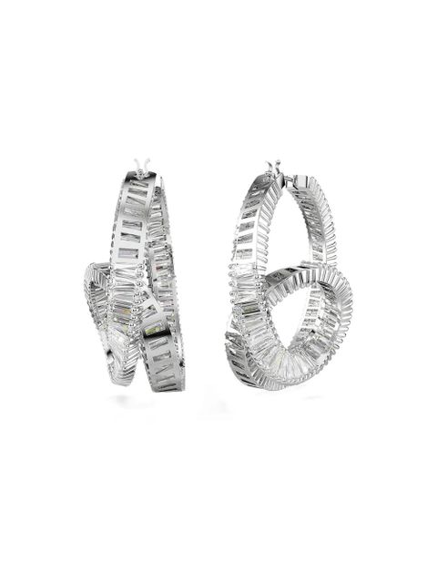 Swarovski Matrix baguette-cut hoop earrings - Silver