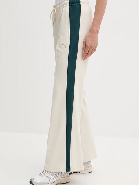 Puma spodnie dresowe damskie kolor beżowy wzorzyste 632138 - zdjęcie produktu nr 1