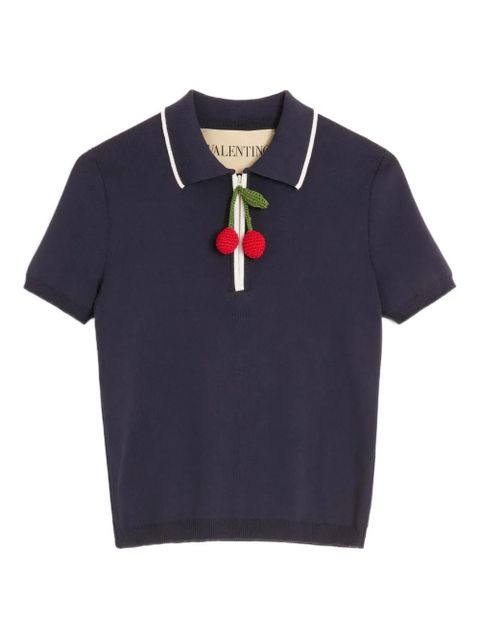 Valentino Garavani Cherry-charm polo top - Blue - zdjęcie produktu nr 1