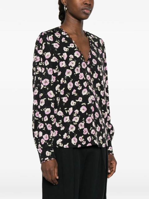 TWINSET floral V-neck blouse - Black