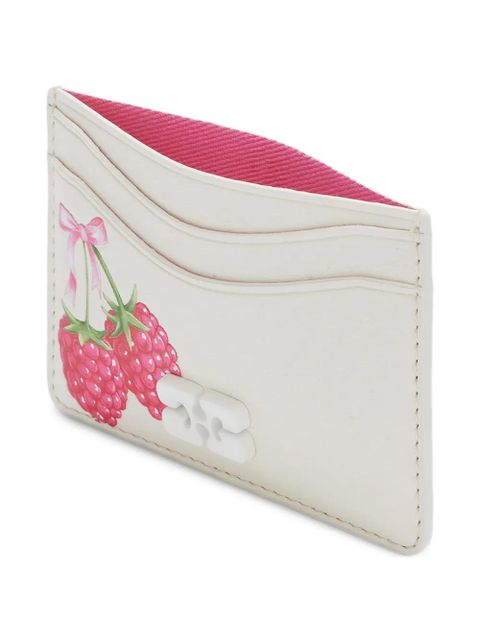 GANNI strawberry-print cardholder - Neutrals
