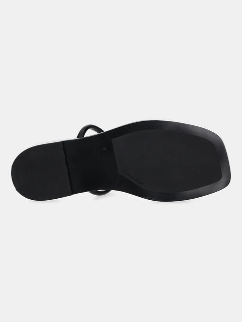Calvin Klein klapki skórzane FLAT SANDAL SQUARED 2-BAR LTH damskie kolor czarny HW0HW02532