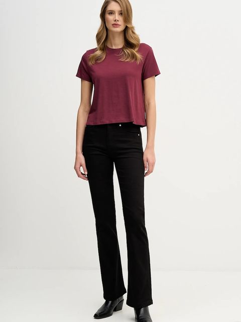 Sisley t-shirt bawełniany damski kolor bordowy 3I1XL101S - zdjęcie produktu nr 2