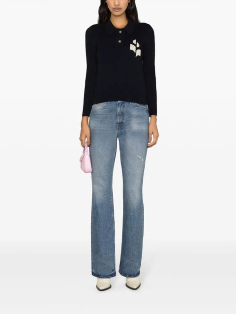 MARANT ÉTOILE Nola intarsia-logo polo top - Blue