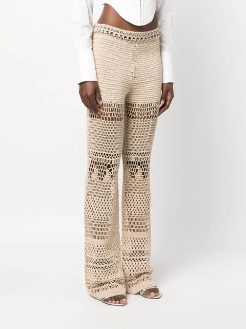 Rabanne high-waisted knitted trousers - Neutrals