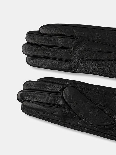 Answear.LAB rękawiczki skórzane damskie kolor czarny