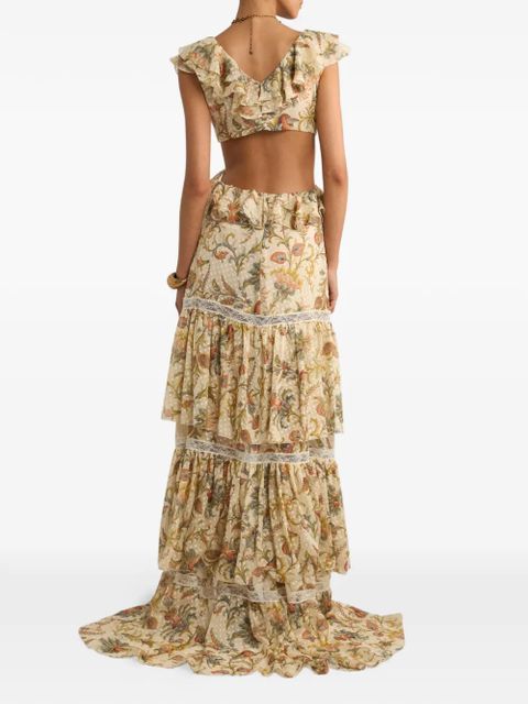 ETRO floral-print ruffled dress - Yellow