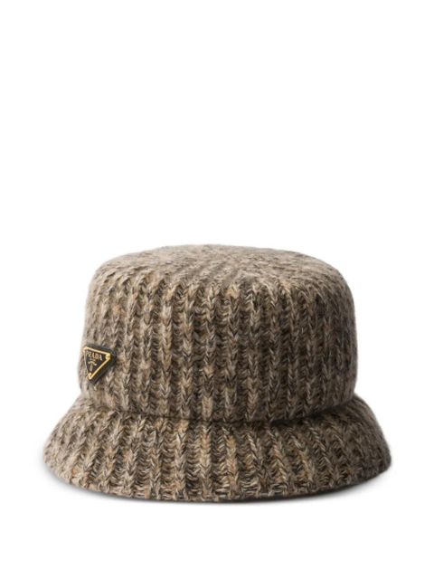 Prada logo-detail knit bucket hat - Brown - zdjęcie produktu nr 1