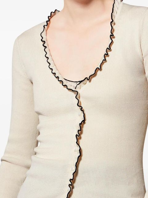 ISABEL MARANT x Izae ruffled trim cardigan - Neutrals
