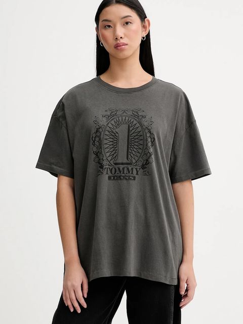 Tommy Jeans t-shirt bawełniany damski kolor szary DW0DW21858 - zdjęcie produktu nr 1