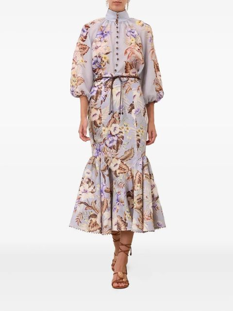 ZIMMERMANN floral-print flared midi skirt - Purple - zdjęcie produktu nr 2
