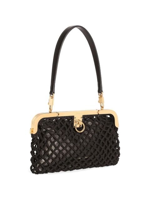 Dolce & Gabbana Amanda handbag in mesh and palmellato calfskin - Black