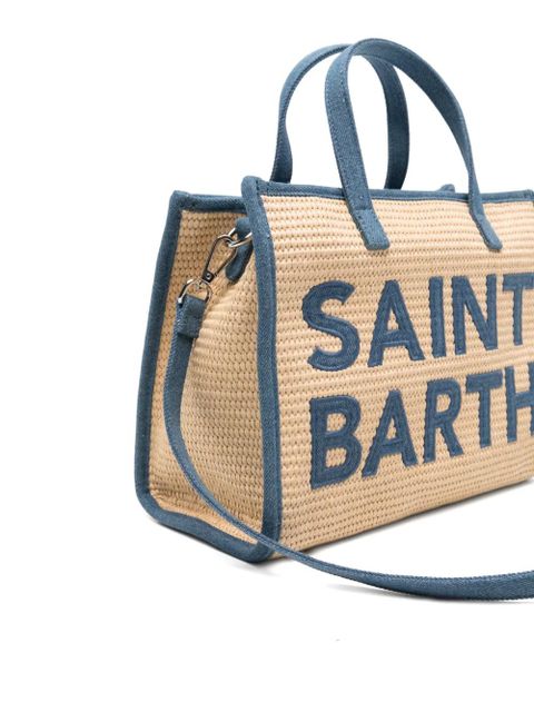 MC2 Saint Barth logo-embroidered woven tote bag - Neutrals