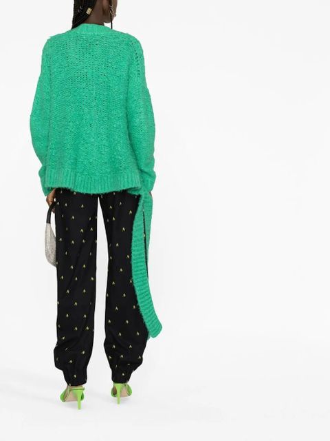 The Attico open-knit V-neck jumper - Green