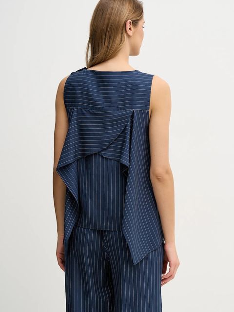 Sisley bluzka damska kolor granatowy w pasy 5GNKLH01P