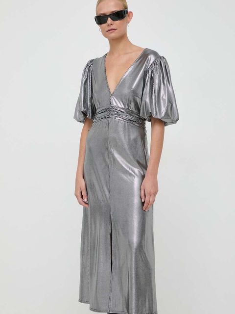 Notes du Nord sukienka kolor srebrny midi rozkloszowana