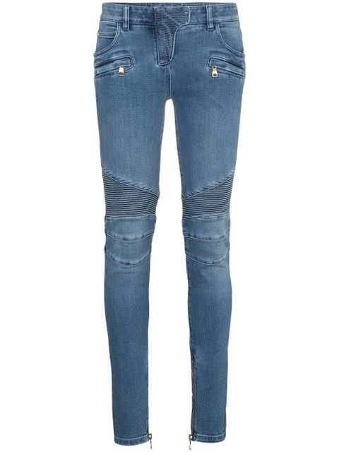 Balmain Blue Moto Skinny Jeans - zdjęcie produktu nr 1