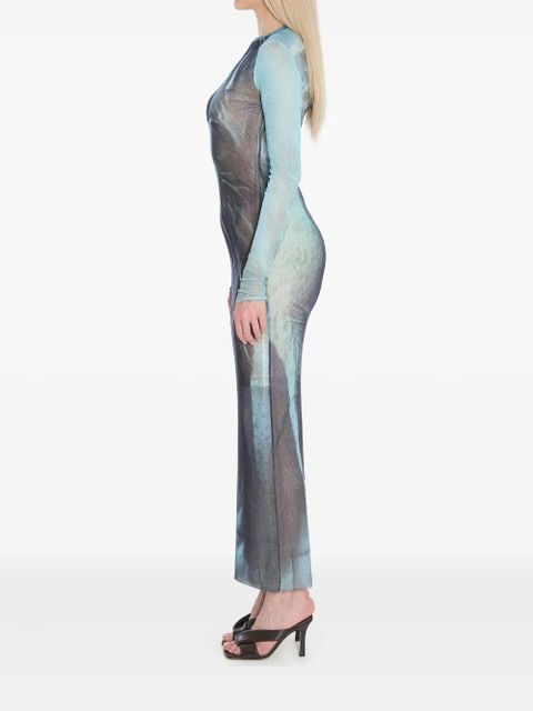 Jean Paul Gaultier water-print maxi dress - Blue
