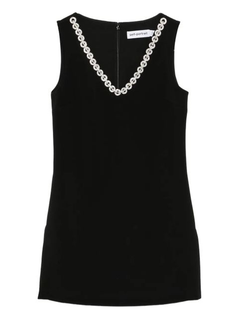Self-Portrait crystal-embellished V-neck dress - Black - zdjęcie produktu nr 1