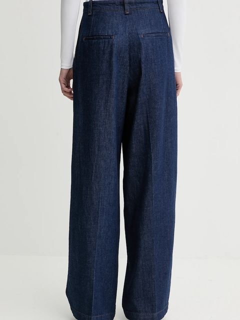 A.P.C. spodnie bawełniane PANTALON GINNY damskie kolor granatowy szerokie high waist COHMJ.F08510