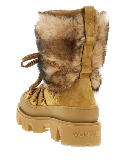 Moncler 45mm shearling lace-up ankle boots - Neutrals