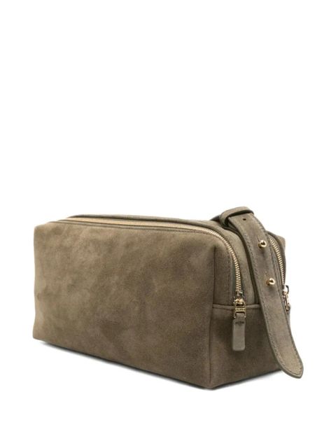 Elleme Trousse suede double-zip shoulder bag - Green