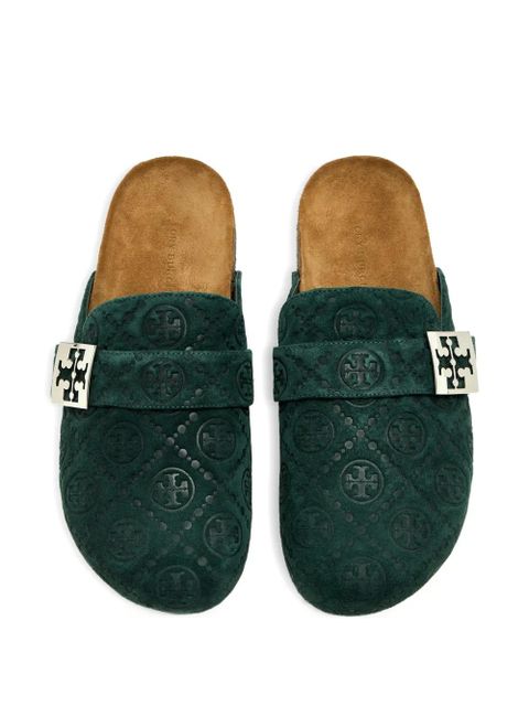 Tory Burch logo-buckle flat mules - Green - zdjęcie produktu nr 2