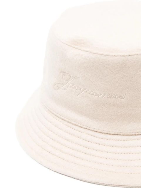 Jacquemus embroidered-logo bucket hat - Neutrals - zdjęcie produktu nr 2