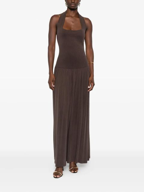 Aya Muse ribbed halterneck dress - Brown