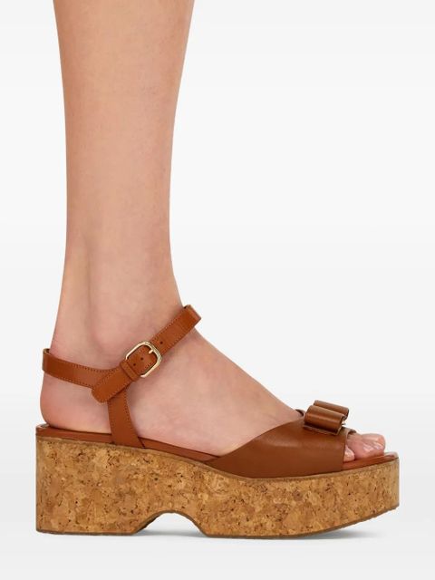 Ferragamo 70mm bow-detail platform sandals - Brown