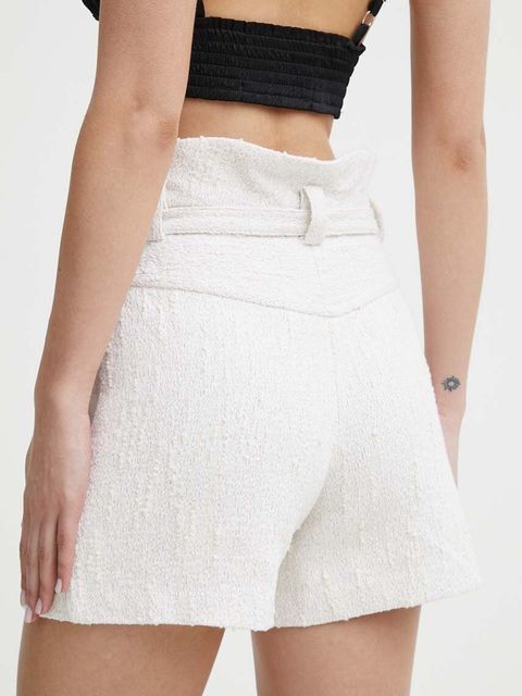 IRO szorty damskie kolor beżowy gładkie high waist