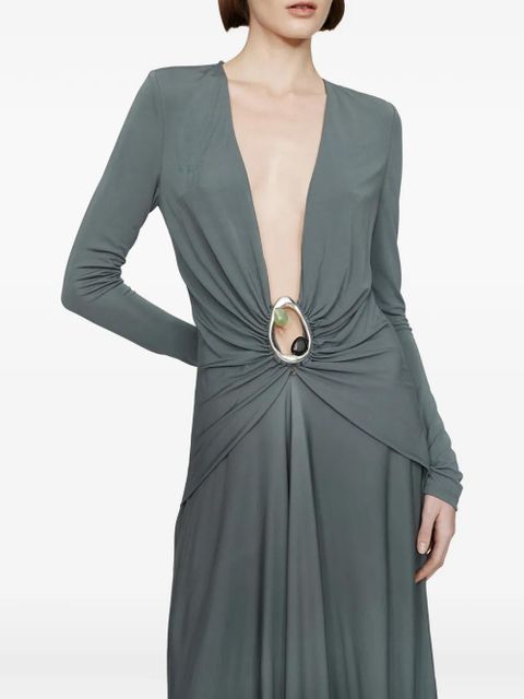Christopher Esber Orica Crystal Ruched V-neck dress - Grey - zdjęcie produktu nr 2