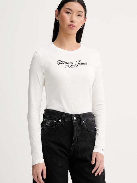 Tommy Jeans longsleeve bawełniany kolor biały DW0DW21844 - zdjęcie produktu nr 1