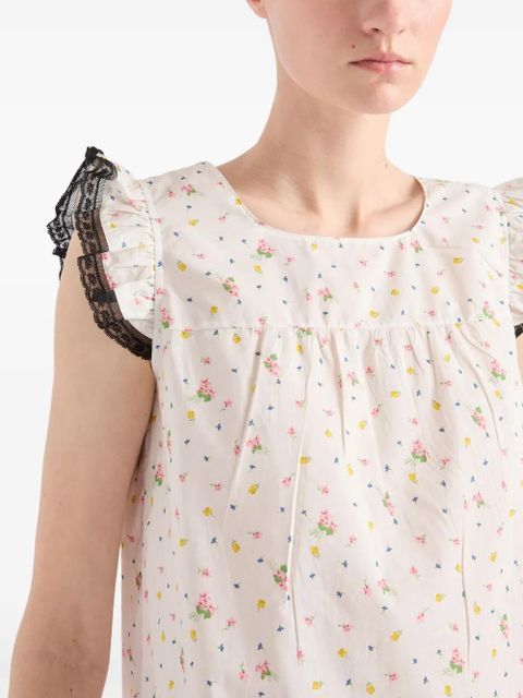 Prada floral-print mini dress - White