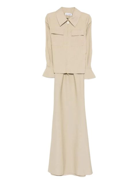 Self-Portrait zip-front layered maxi dress - Green - zdjęcie produktu nr 1