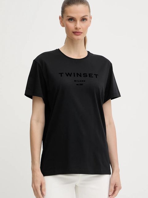 Twinset t-shirt bawełniany damski kolor czarny 252TP2050 - zdjęcie produktu nr 1