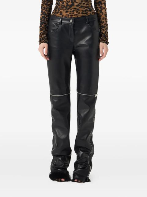 Blumarine leather zip-detail trousers - Black