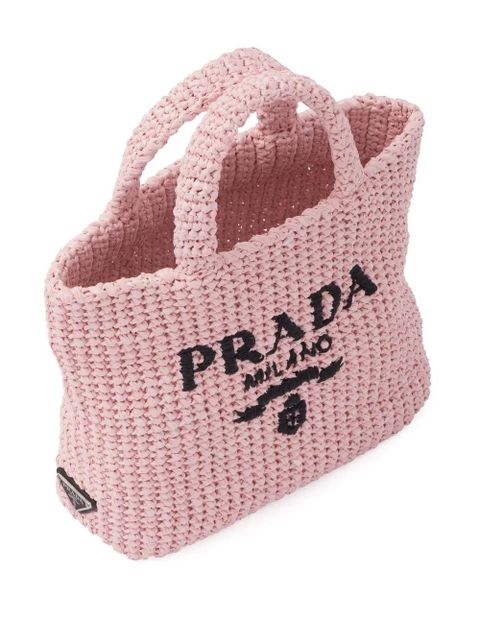 Prada small raffia tote bag - Pink